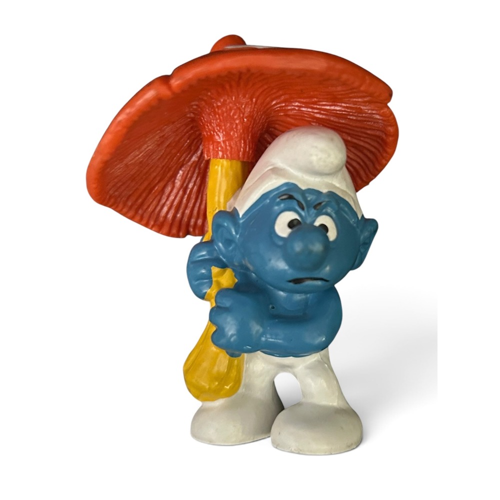 Vintage Smurf Mushroom Umbrella Figurine 20118 Bully Peyo W. Germany PVC